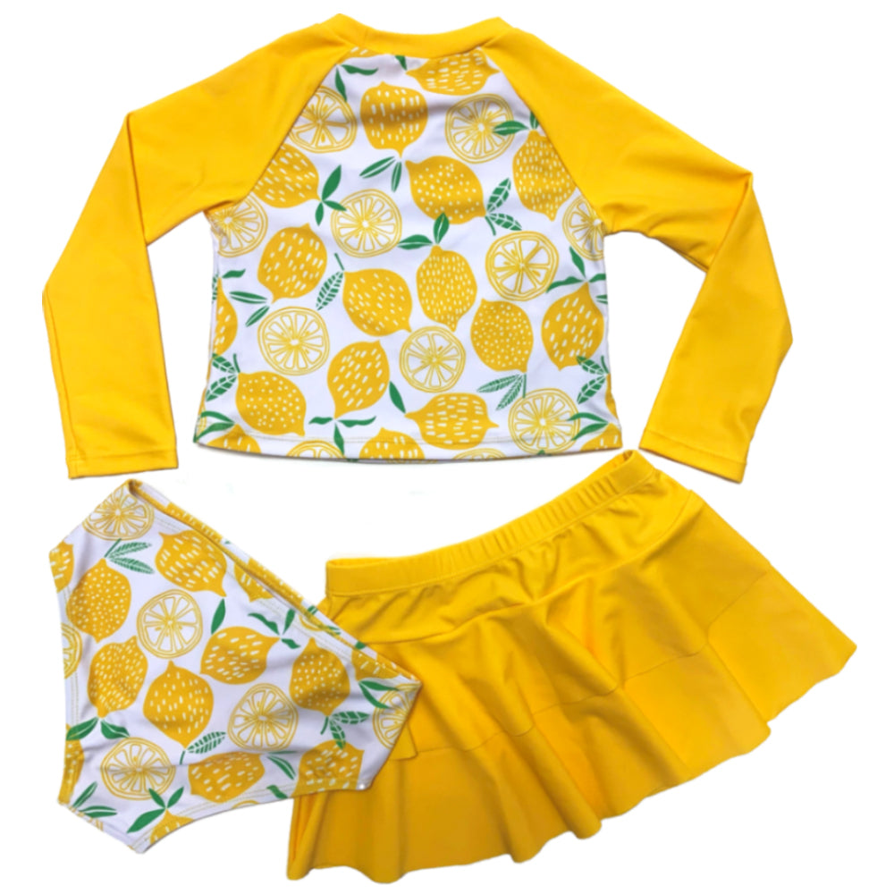Girls Three Pieces Long Sleeve Yellow Beach Wear