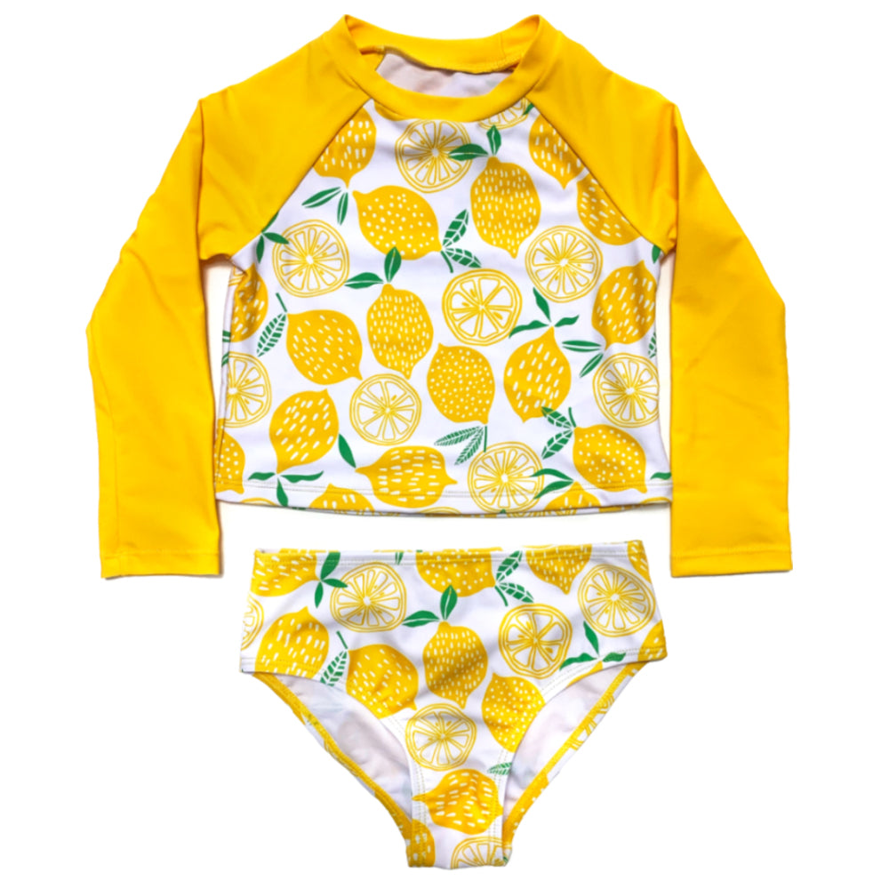 Girls Three Pieces Long Sleeve Yellow Beach Wear