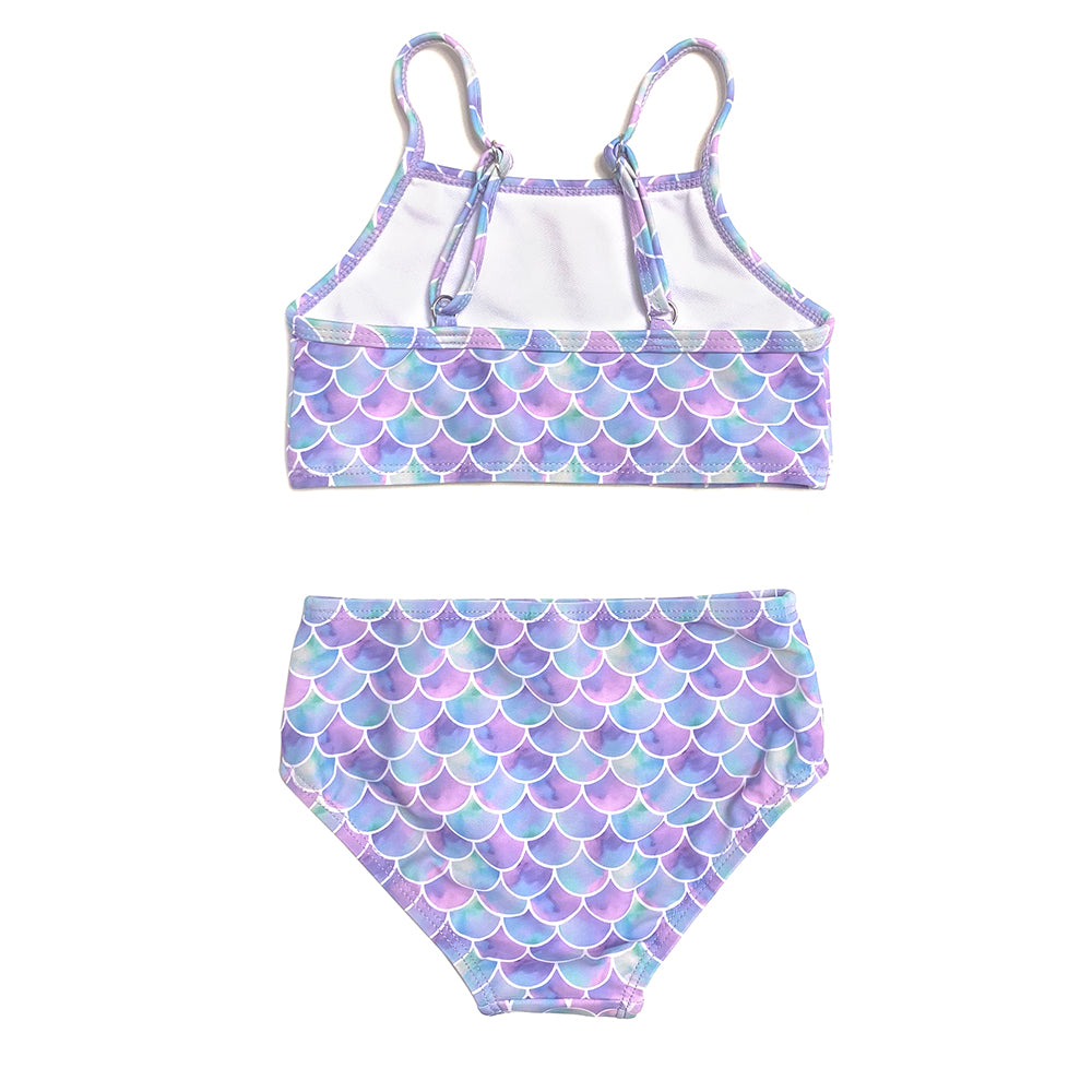 2023 Girls Mermaid SwimWear Kids Two Pieces SwimSuit Purple Beach Wear