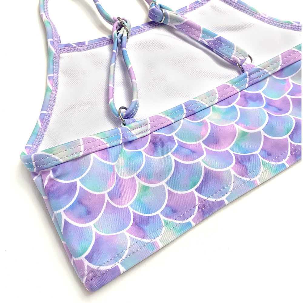 2023 Girls Mermaid SwimWear Kids Two Pieces SwimSuit Purple Beach Wear
