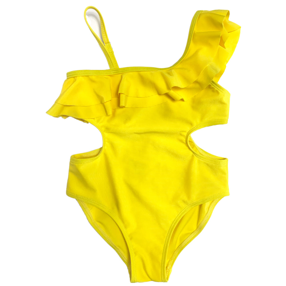 Girls Two Pieces SwimWear With Cover Up Kids Floral Swim Suit Yellow Sunflower Beach Wear