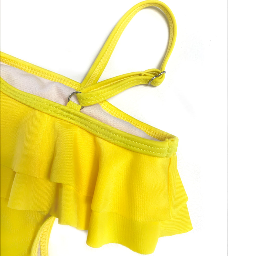 Girls Two Pieces SwimWear With Cover Up Kids Floral Swim Suit Yellow Sunflower Beach Wear