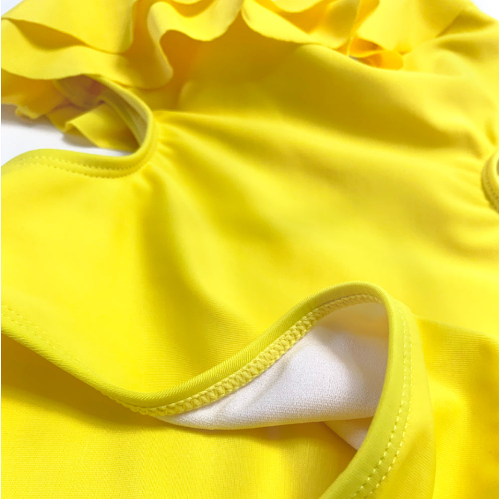 Girls Two Pieces SwimWear With Cover Up Kids Floral Swim Suit Yellow Sunflower Beach Wear