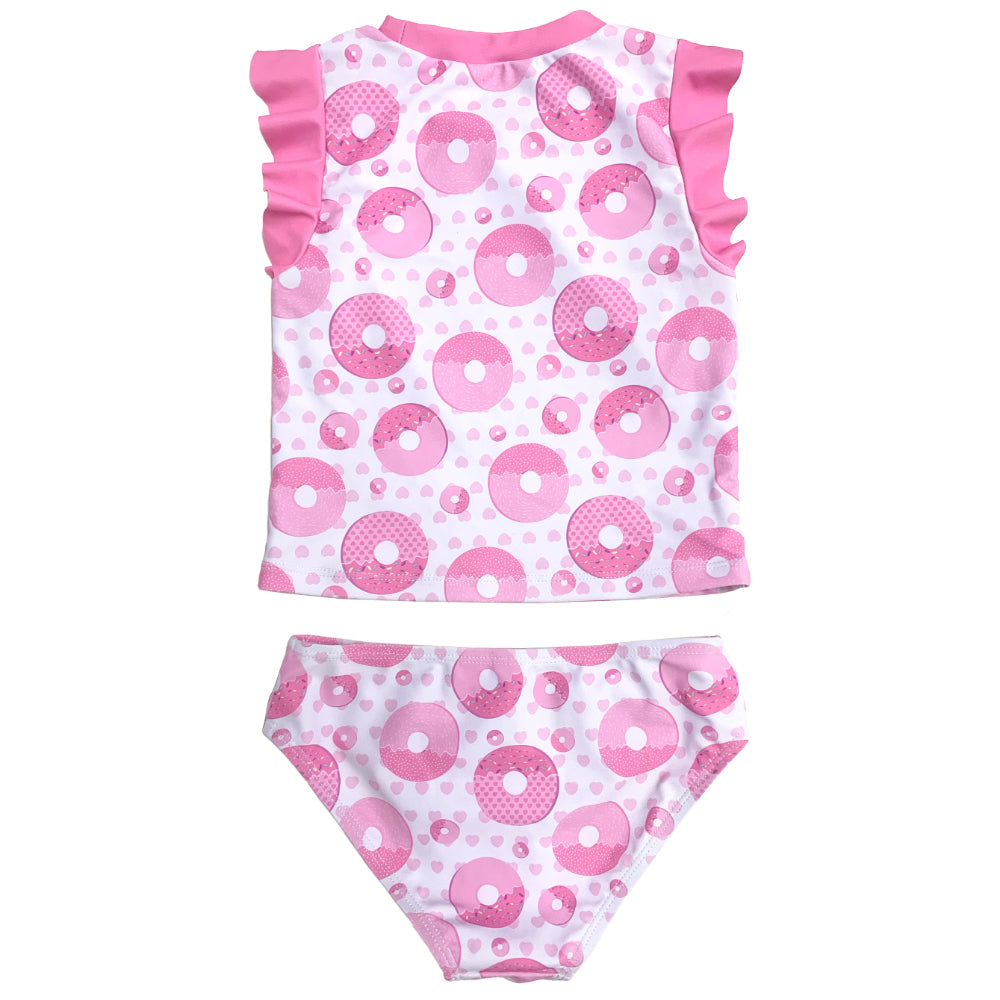 Girls Two Pieces SwimWear AOP Print Kids Swim Suit Pink Swimwear