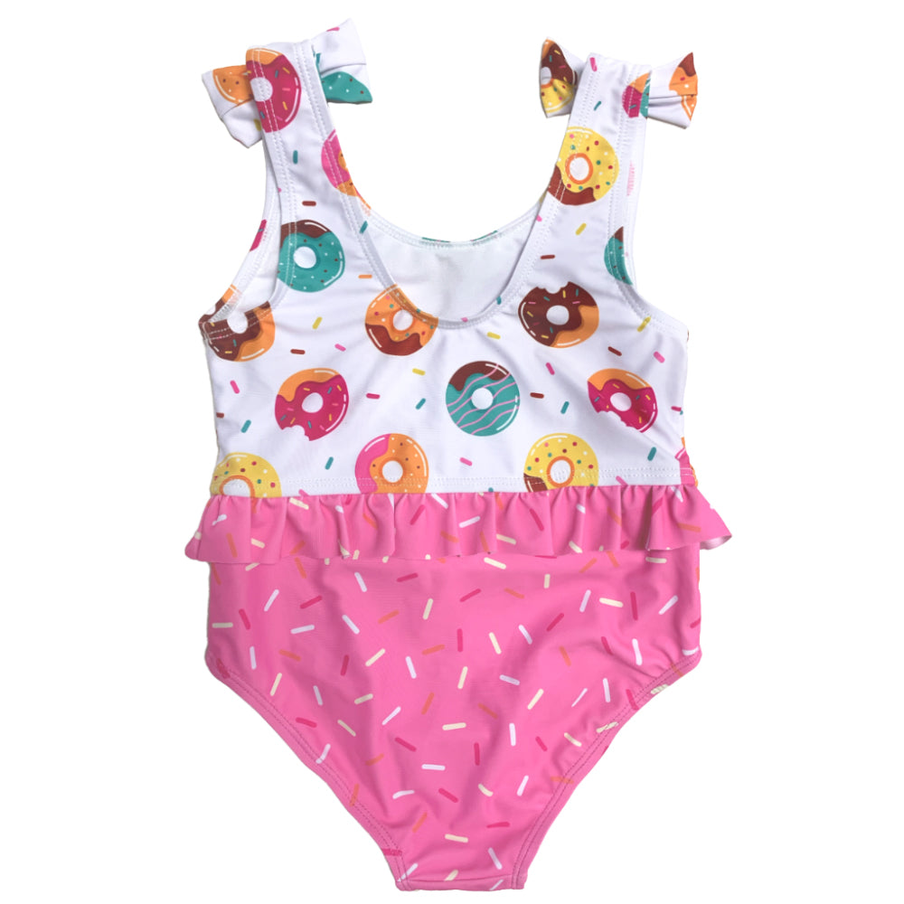 Girls cute One Piece swimwear Kids pink Swimming suit with knot