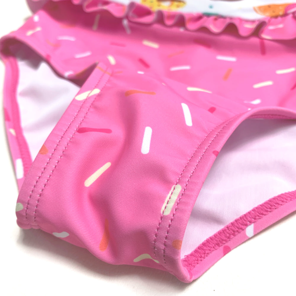 Girls cute One Piece swimwear Kids pink Swimming suit with knot