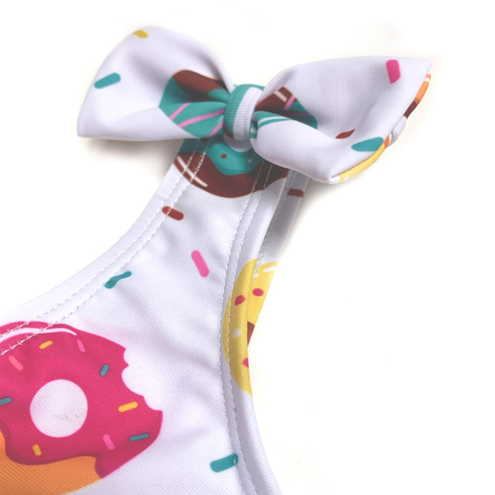 Girls cute One Piece swimwear Kids pink Swimming suit with knot