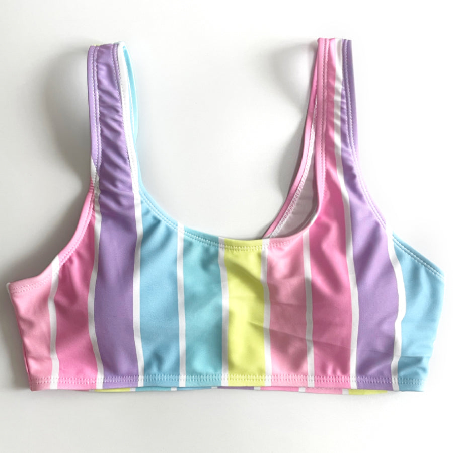 Fashion girls striped printing swimwear kids two pieces swimsuit beach wear