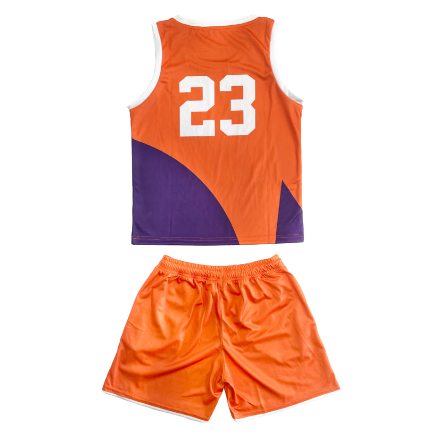 Fashion boys basketball suit orange sports suits for kids