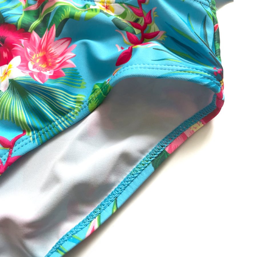 Two pieces flower printing swimsuits for girl