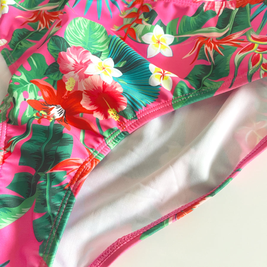 Two pieces flower printing swimsuits for girl