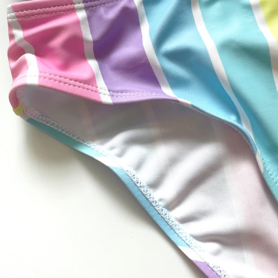 Fashion girls striped printing swimwear kids two pieces swimsuit beach wear