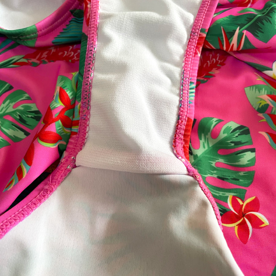 Two pieces flower printing swimsuits for girl