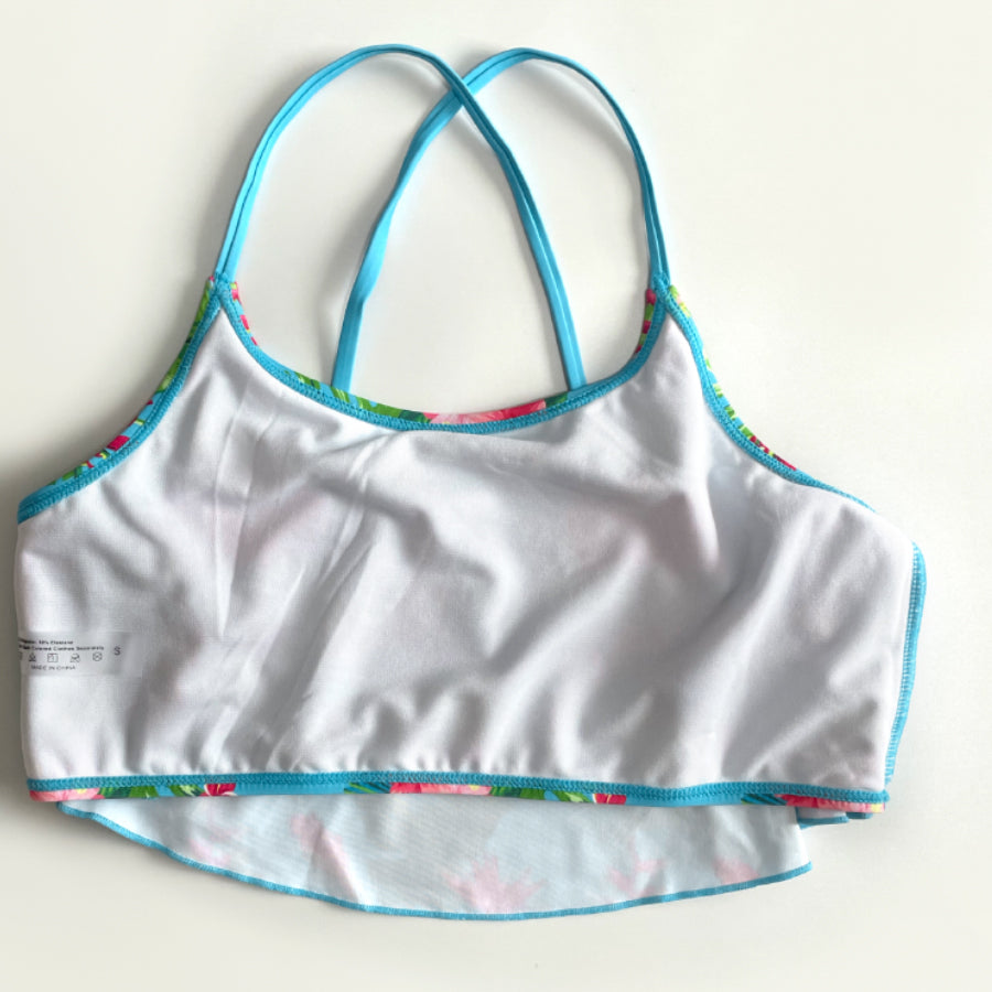 Two pieces flower printing swimsuits for girl