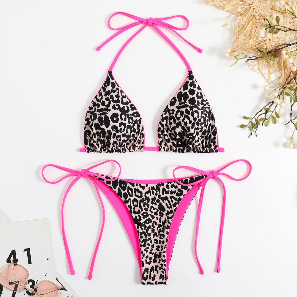 2 Pieces Sexy Bikini Set Leopard Print Swimwear For Women