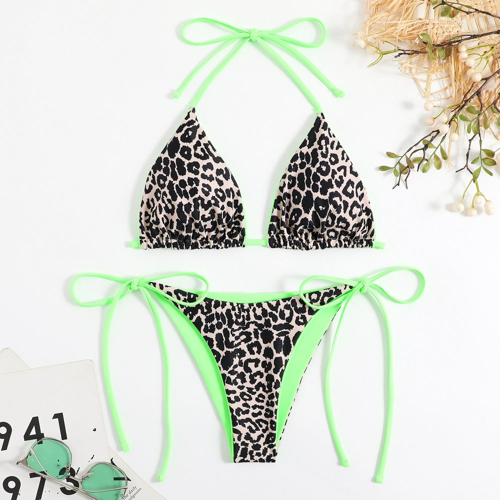 2 Pieces Sexy Bikini Set Leopard Print Swimwear For Women