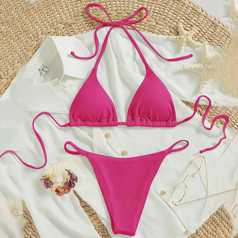 2 Pieces Sexy Bikini Set Solid Swimsuits