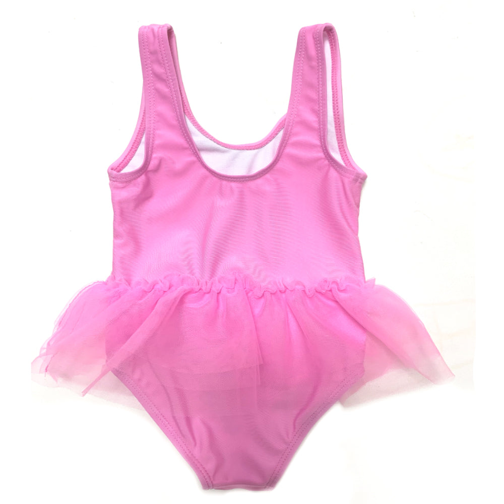2023 Girls One Piece SwimWear Kids Beach Wear With Mesh Frills And Placement Print