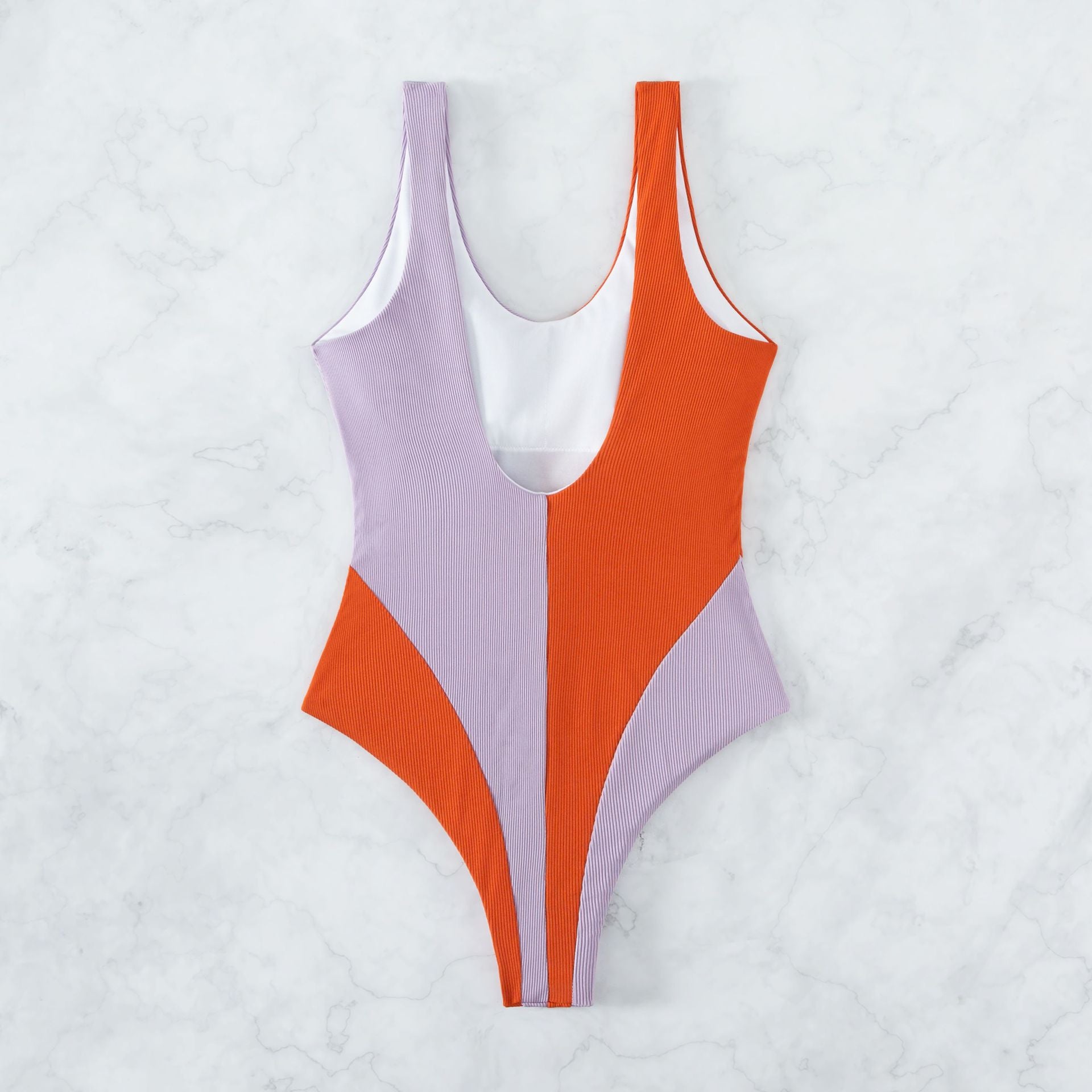Women Textured Ribbed Fabric Bikini High Leg Beachwear