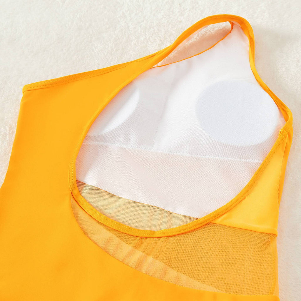 One Shoulder Splice Hollow Mesh Sand Beach Bikini