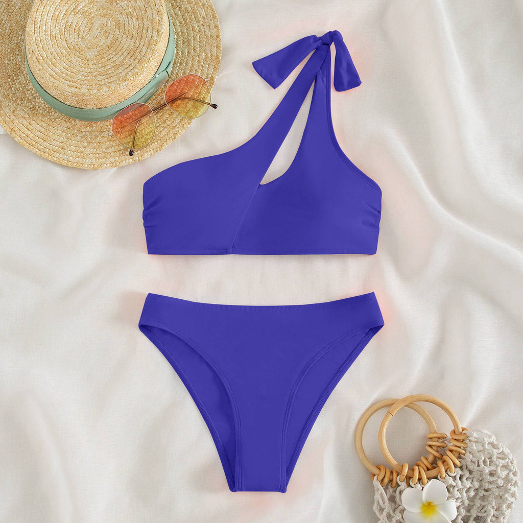 One Shoulder Solid Brazilian Bikini