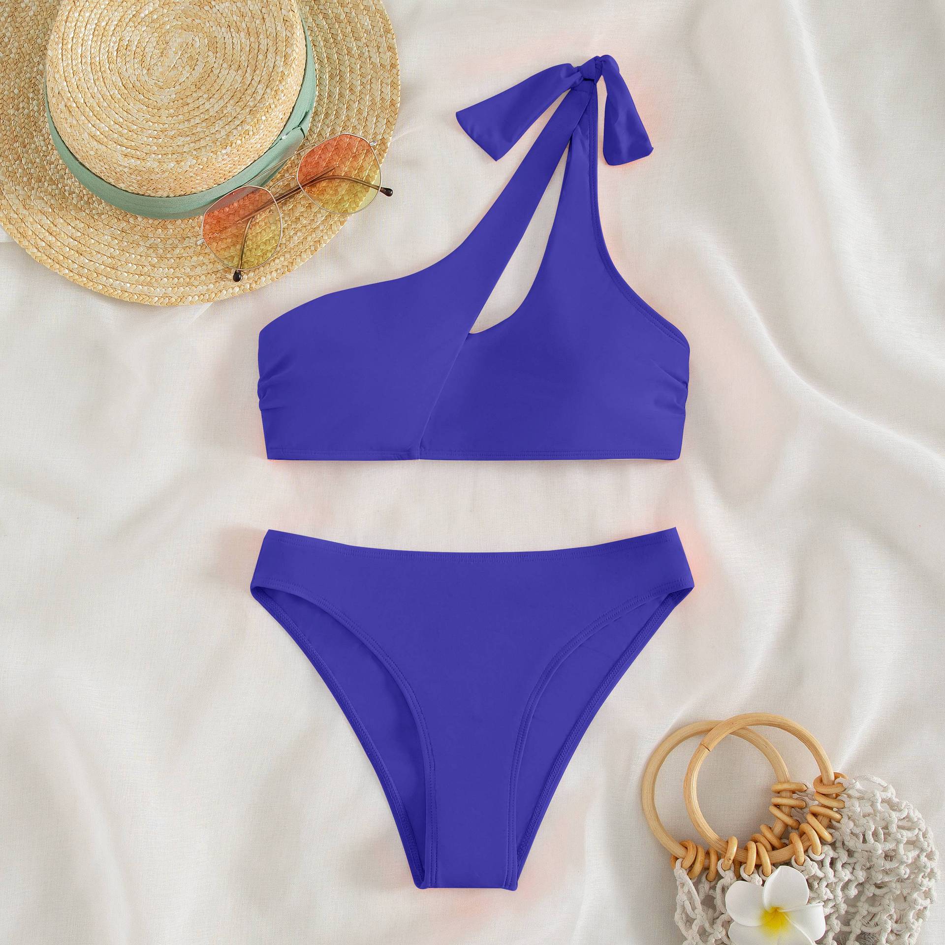 One Shoulder Solid Brazilian Bikini