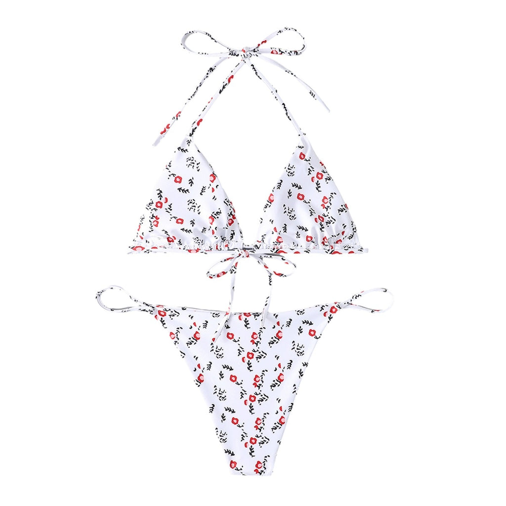 2 Pieces Floral Print Bikini Set Geometric Women Swimwear