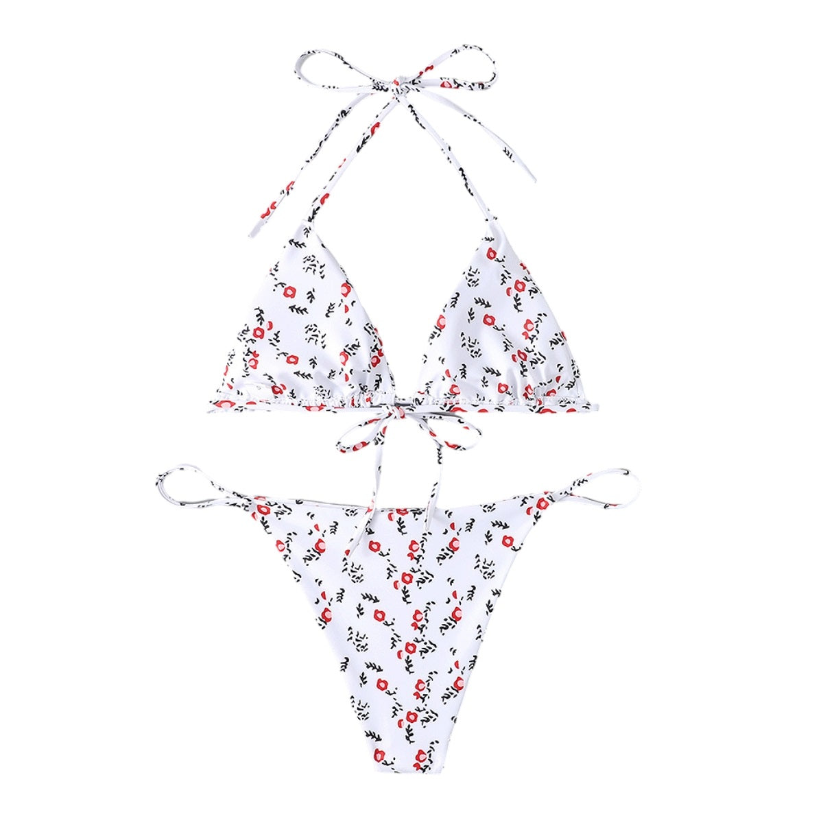 2 Pieces Floral Print Bikini Set Geometric Women Swimwear