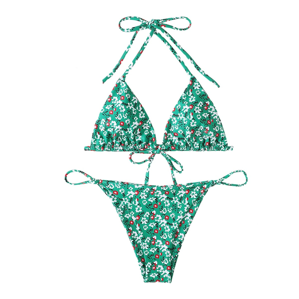 2 Pieces Floral Print Bikini Set Geometric Women Swimwear