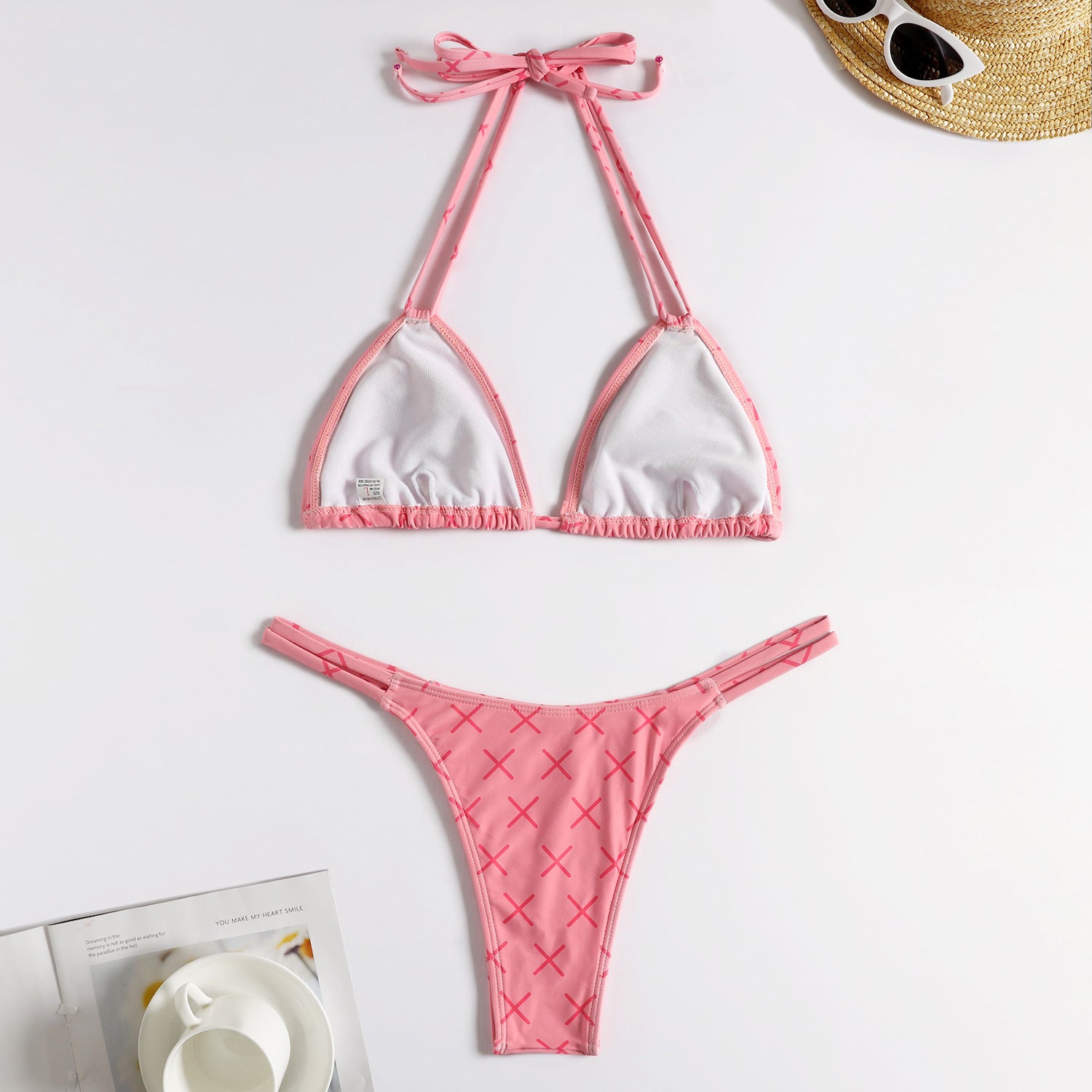 Hot Sexy Micro Bikini Set Halter Geometric Young Girl Print Swimwear
