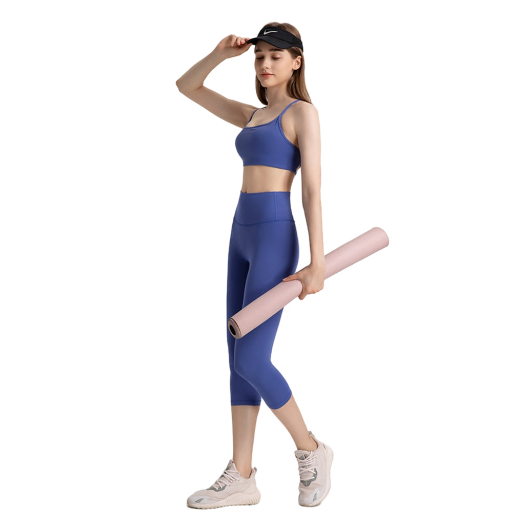 Solid Color Thin Strap Cross Hollow Back Sports Bra