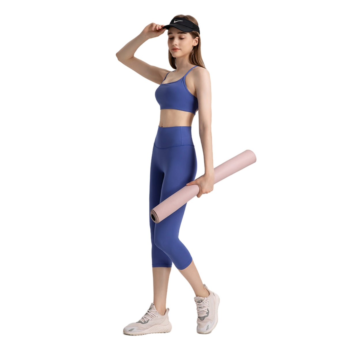 Solid Color Thin Strap Cross Hollow Back Sports Bra