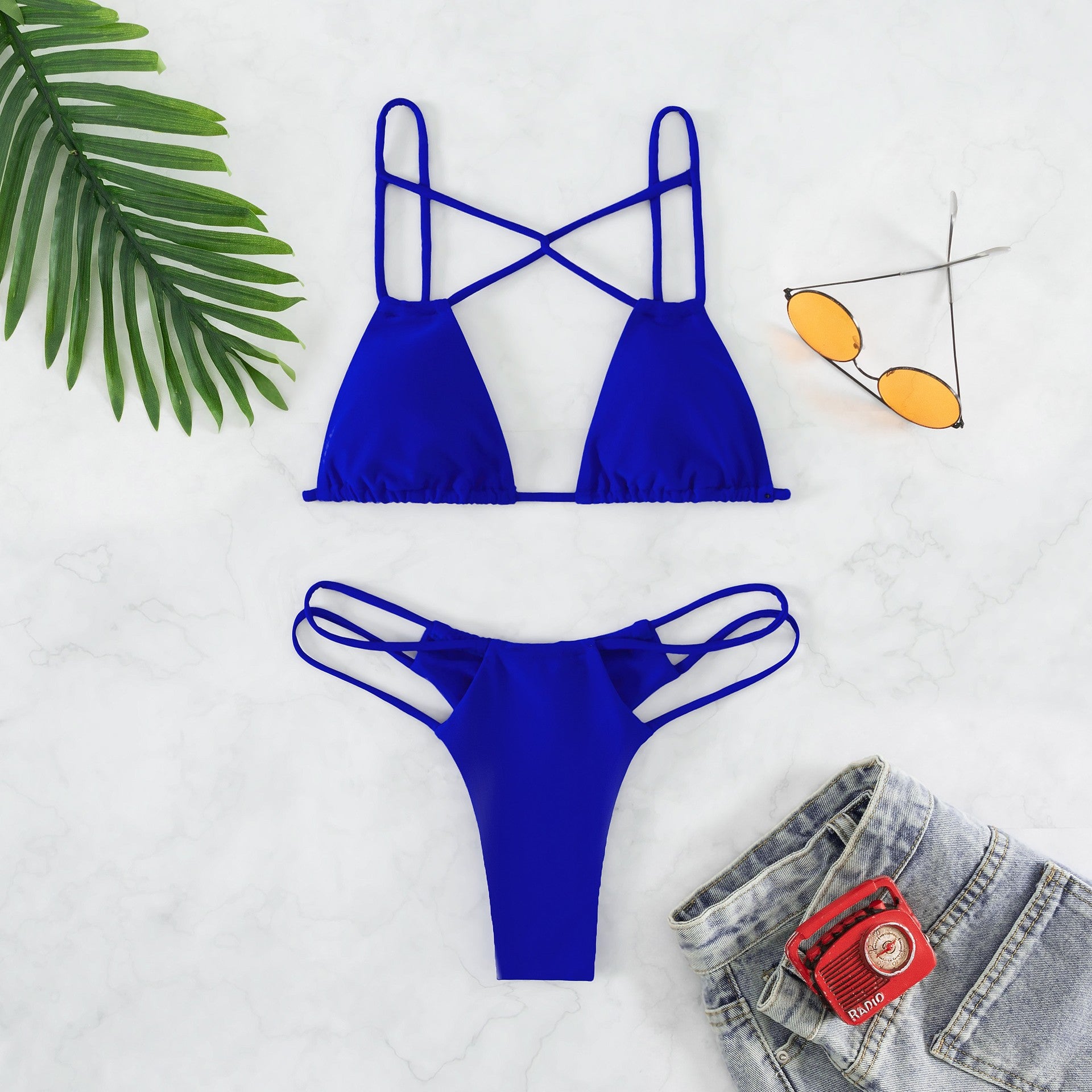 Two Piece Solid Color Bikini Swimsuits For Women