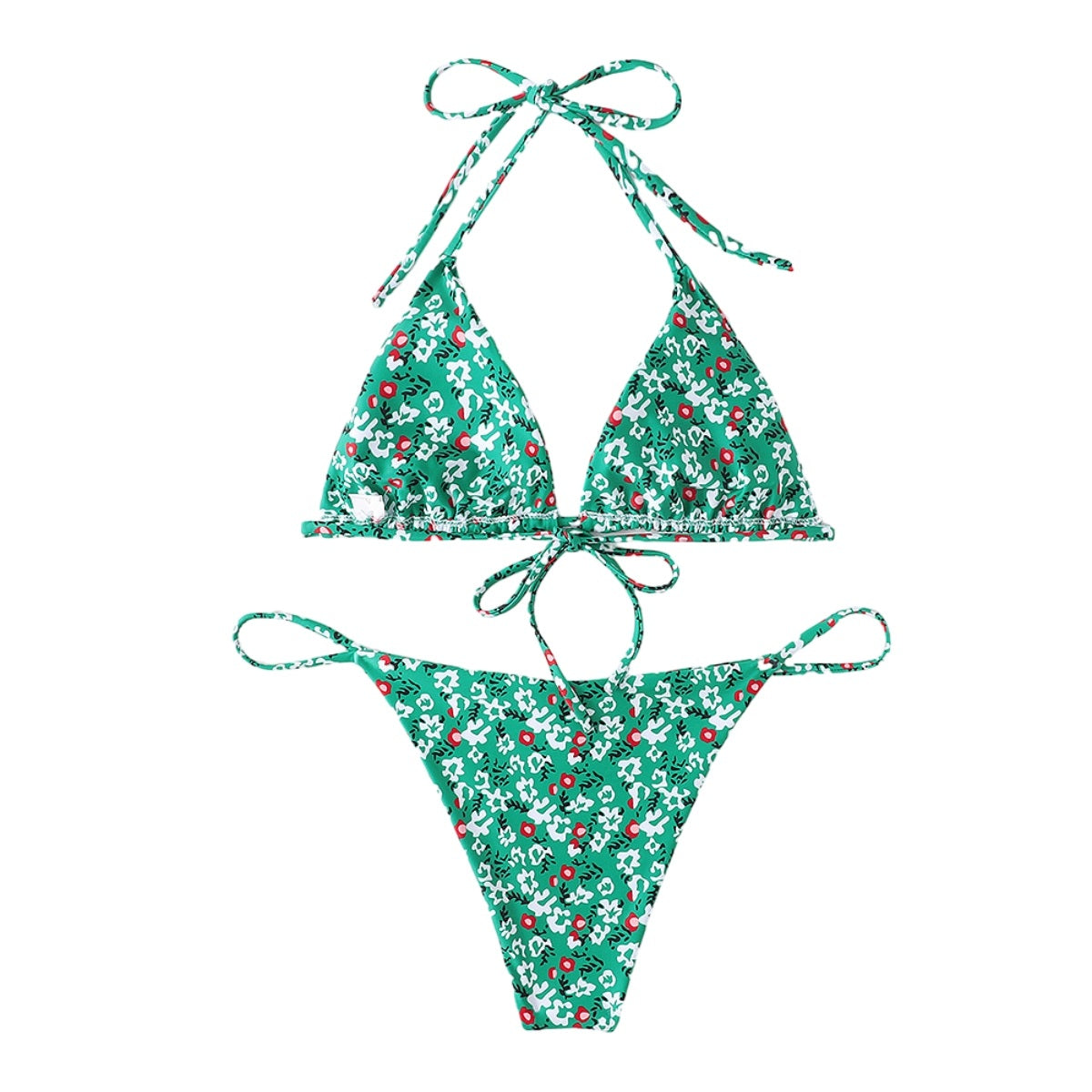 2 Pieces Floral Print Bikini Set Geometric Women Swimwear