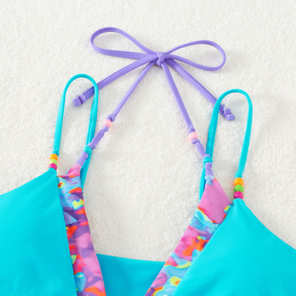 2 Piece Patchwork Color Contrast Bikini