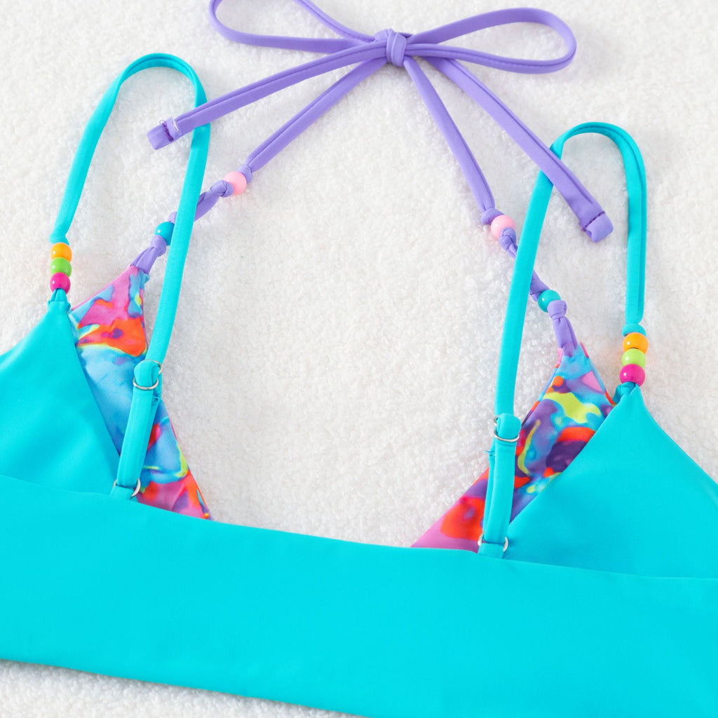 2 Piece Patchwork Color Contrast Bikini