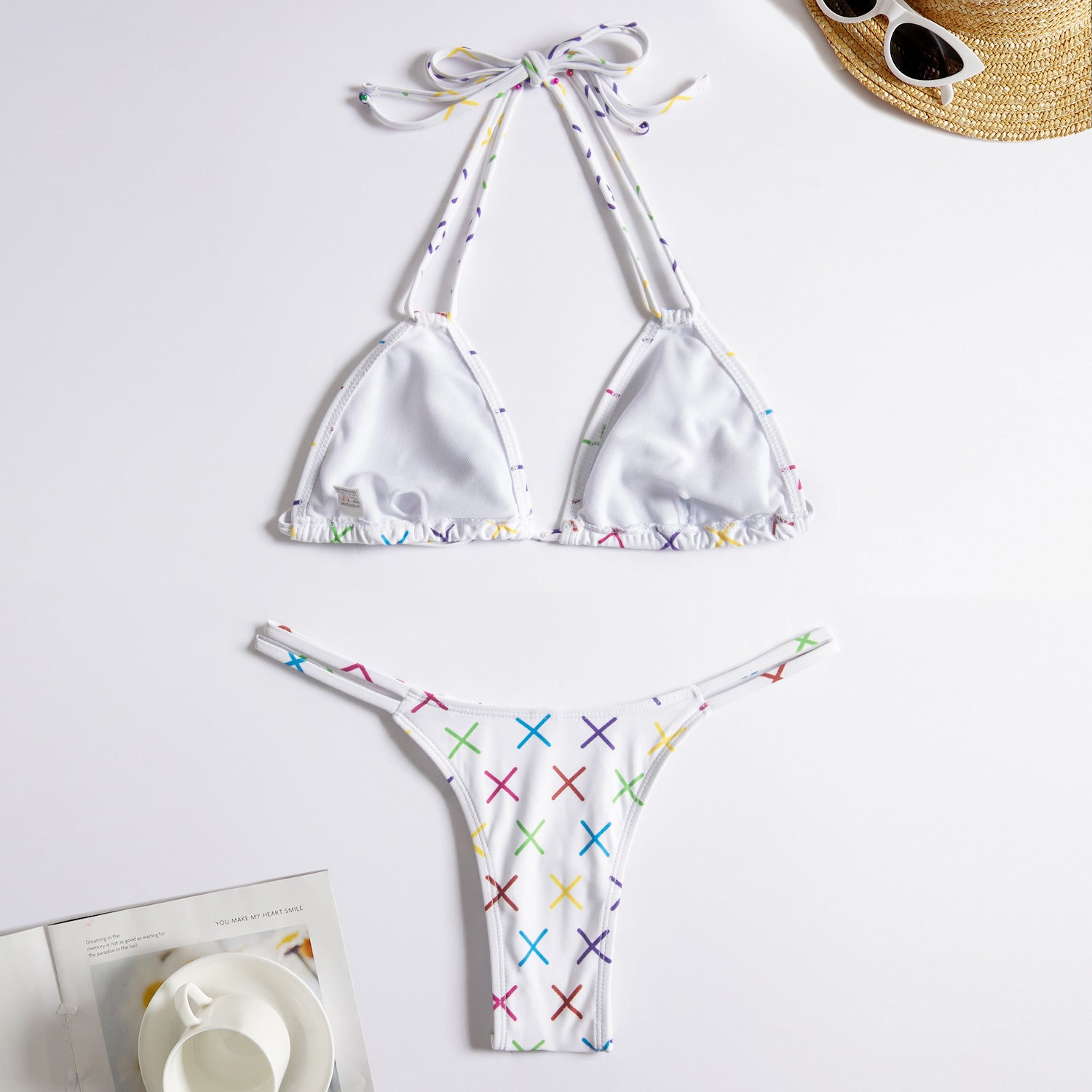 Hot Sexy Micro Bikini Set Halter Geometric Young Girl Print Swimwear