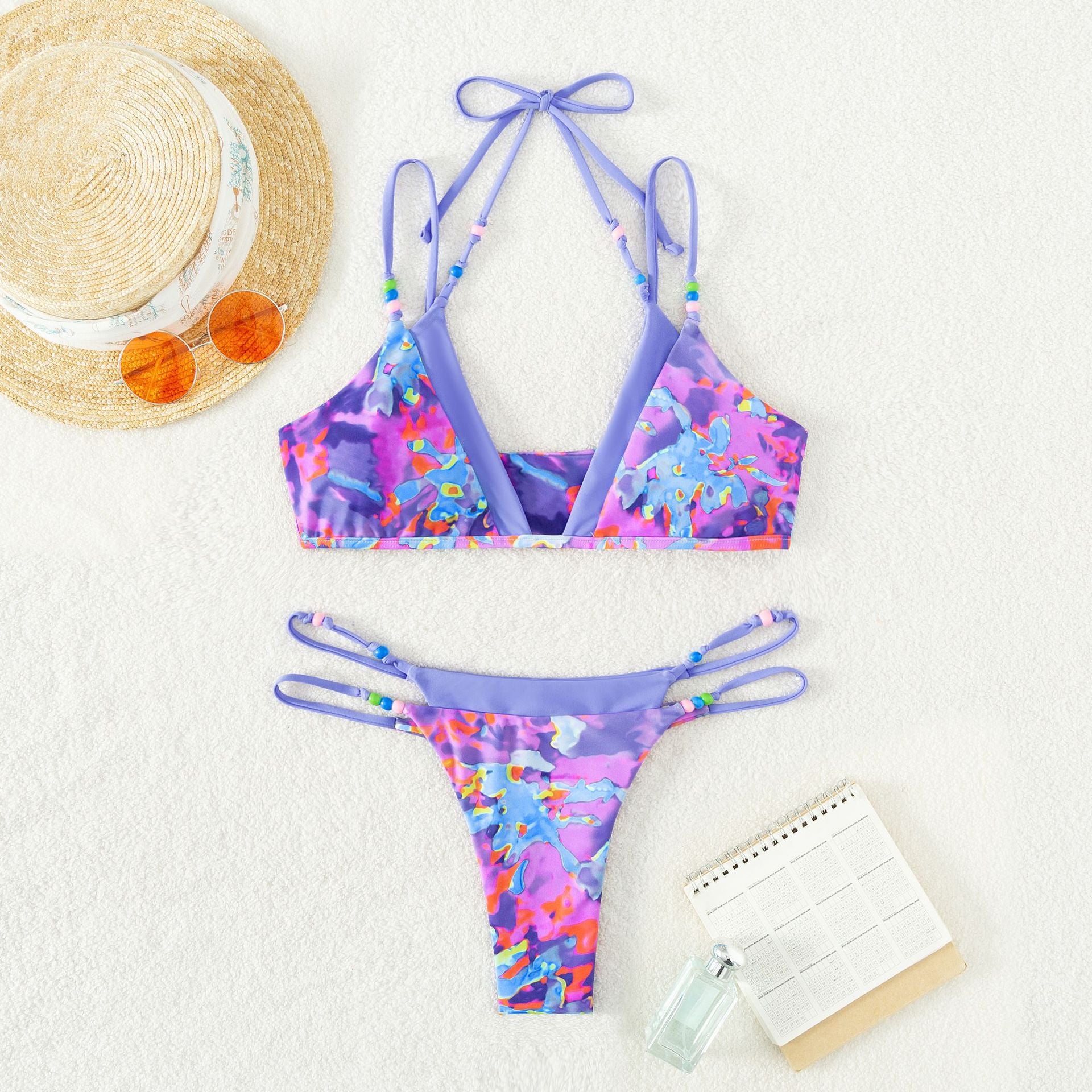 2 Piece Patchwork Color Contrast Bikini