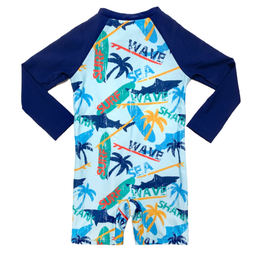 Boys One Piece Swim Wear Custom Kids Swimming Long Sleeve Rash Vest Surf Wear Swimwear With Zipper