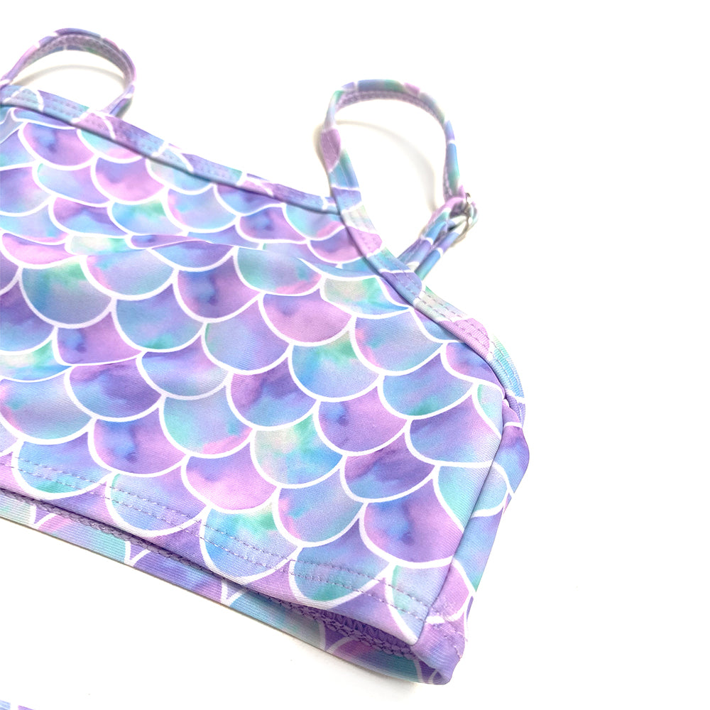 2023 Girls Mermaid SwimWear Kids Two Pieces SwimSuit Purple Beach Wear