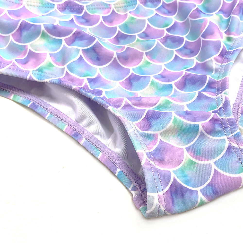 2023 Girls Mermaid SwimWear Kids Two Pieces SwimSuit Purple Beach Wear