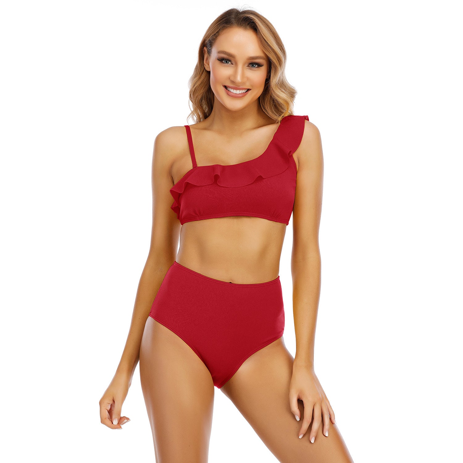 Two Piece High Waist Ruffle Bathing Swimwear