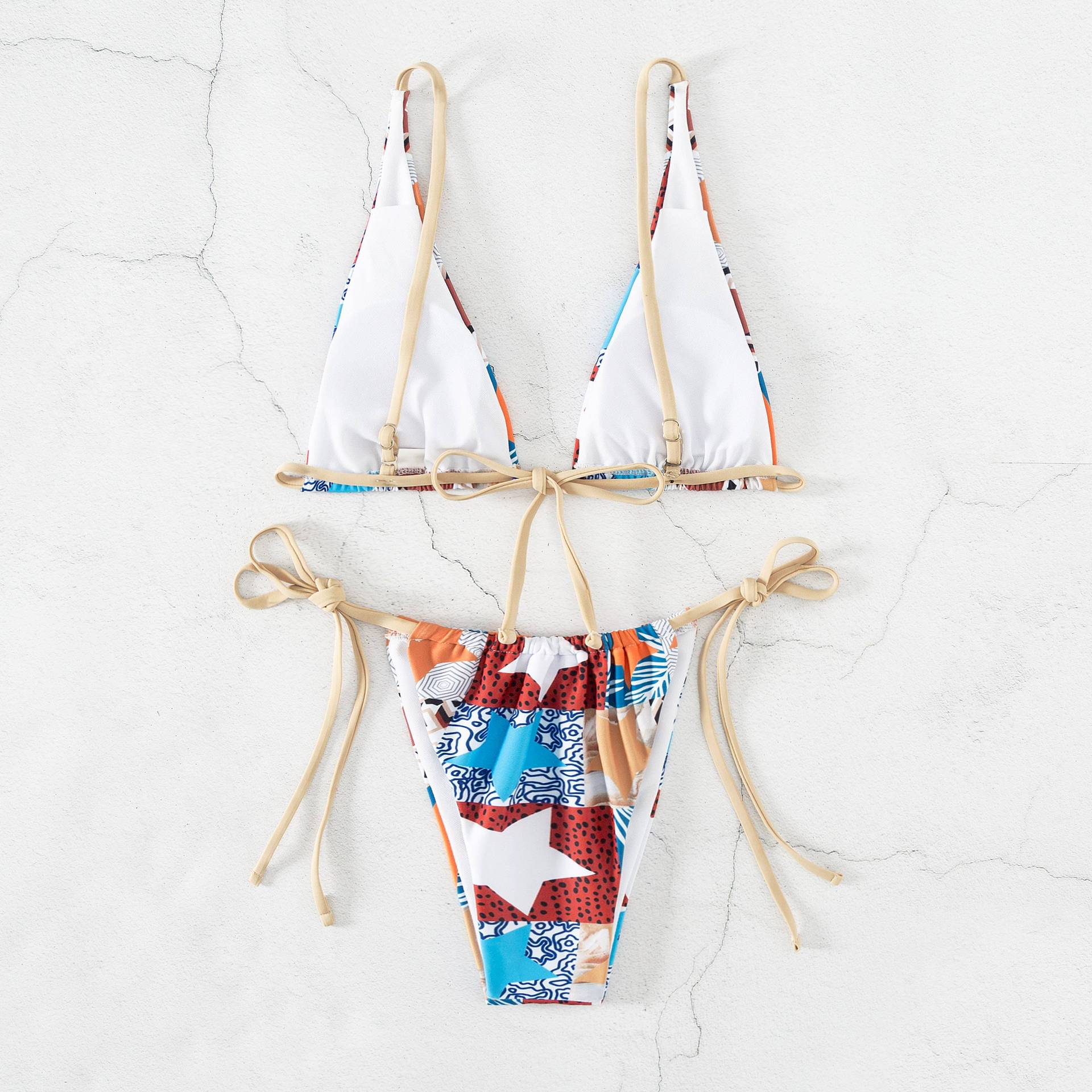 Two Piece Sexy String Triangle Print Bikini Swimwear