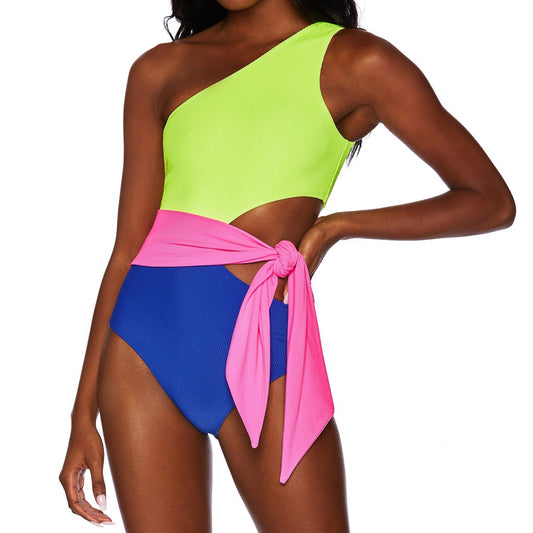 Sexy Patchwork Swimwear Women Hollow Out Swimsuit Bathing Suit