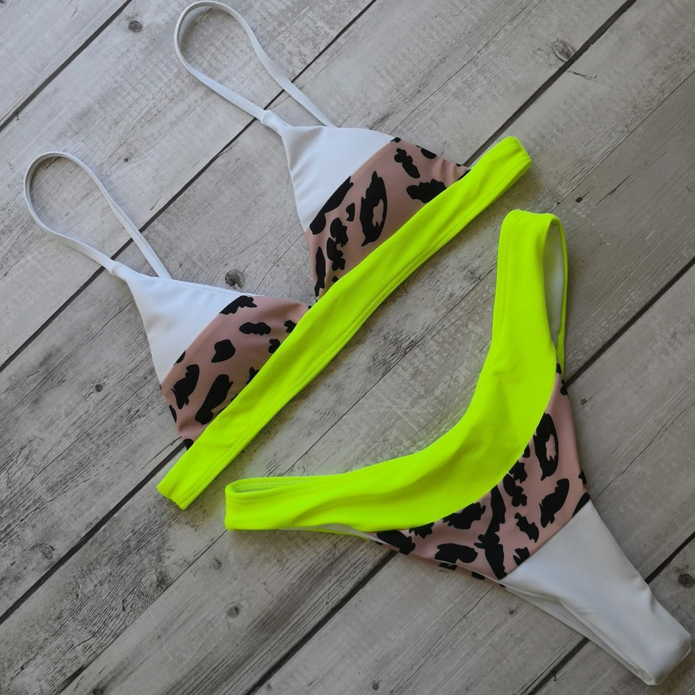 2023 Sexy Leopard Low Waist Triangle Splice Beach Swimsuit