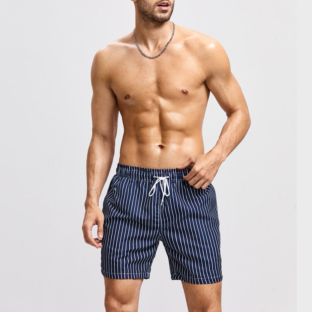Mens Stripe Plus Size Swim Trunk
