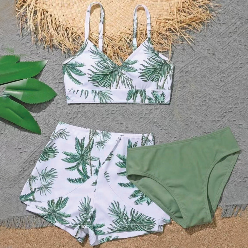 Three pieces swimwear set for teenagers with beach short
