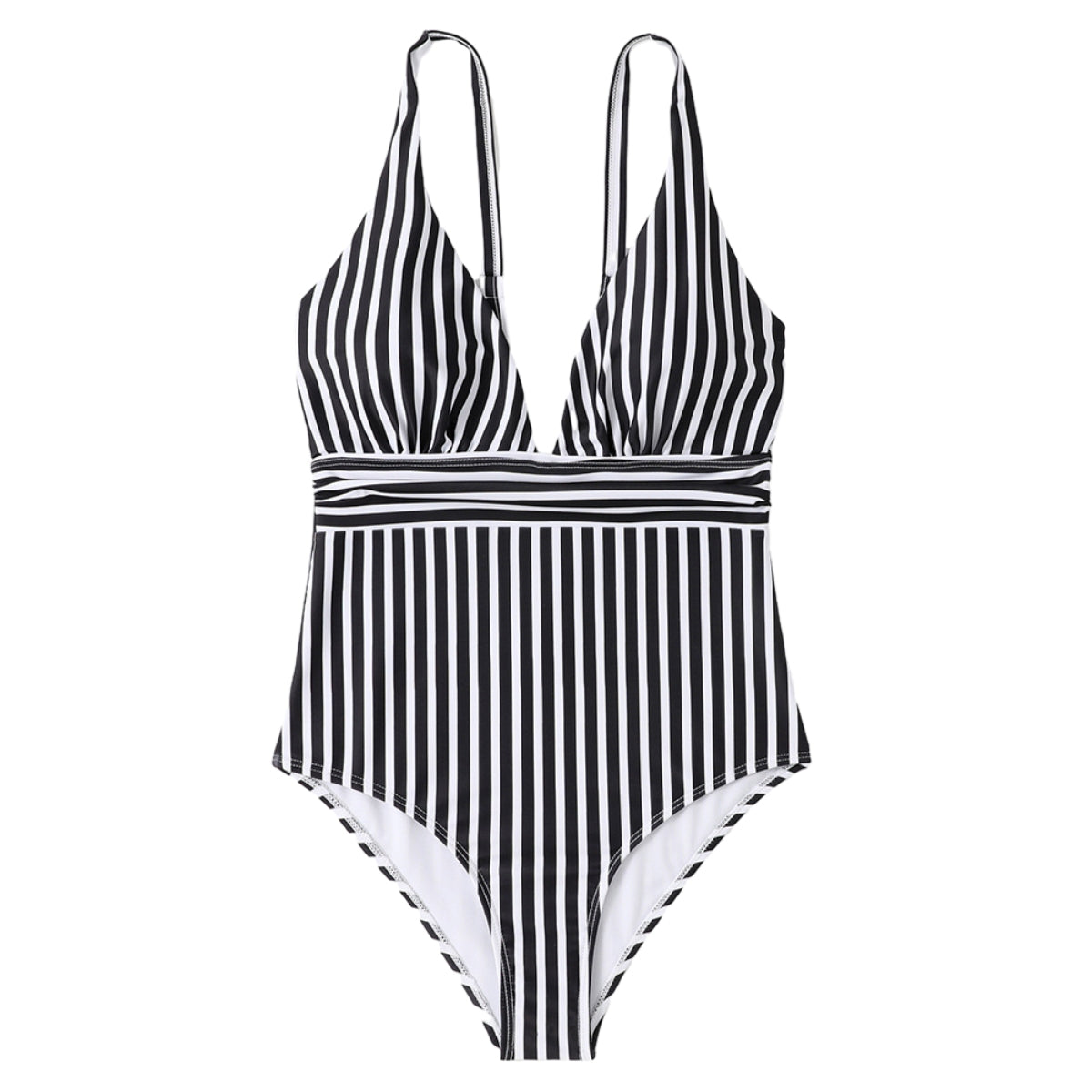 Women One Piece Swimwear Sexy V Neck Striped Women Swimsuit