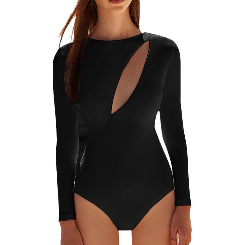 One Piece Long-sleeved Solid Hollow Woman swimsuit