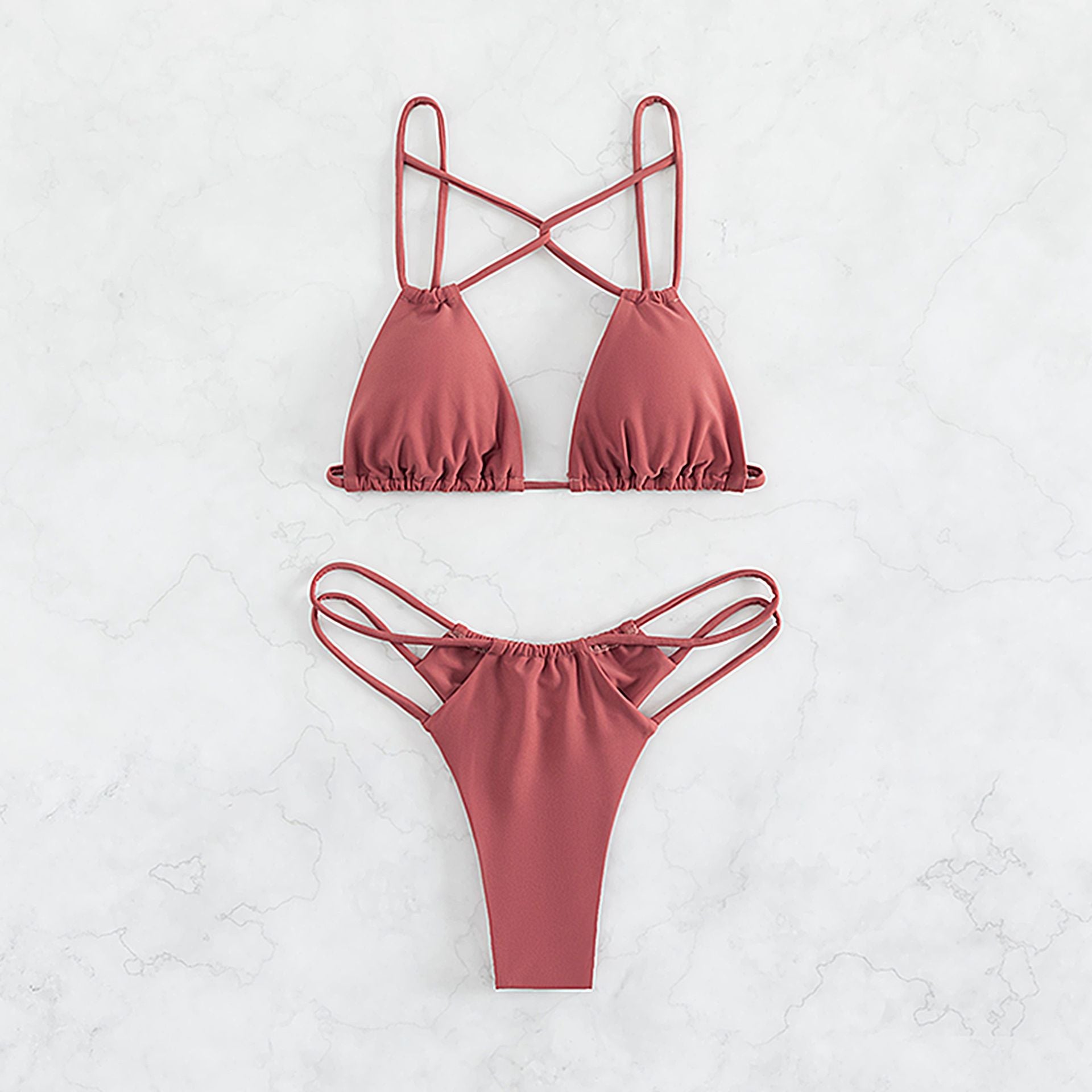 Two Piece Solid Color Bikini Swimsuits For Women
